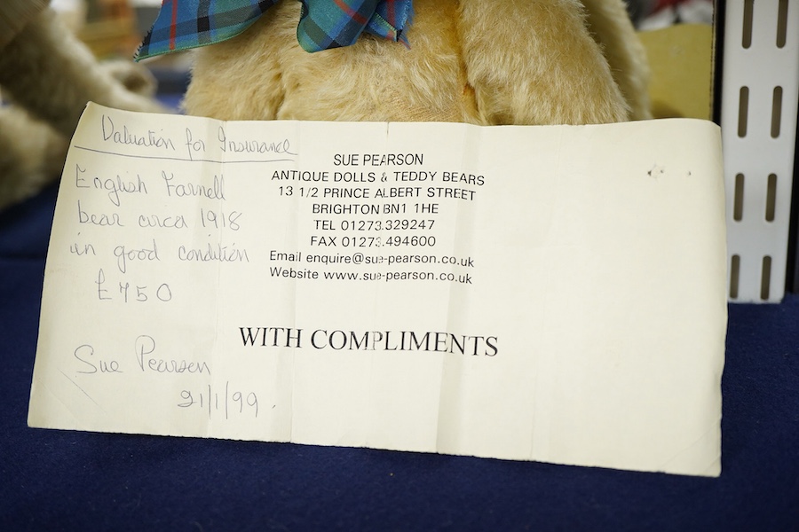 A Farnell teddy bear, c.1920, approx. 29cm